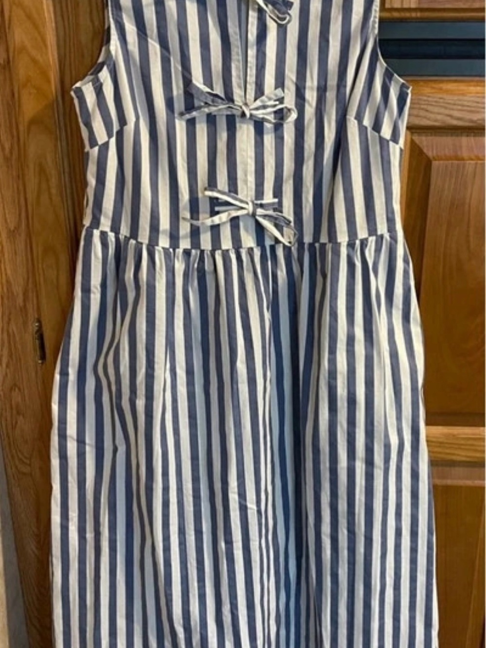 Joie Navy and White Striped Bow-Front Girls' Casual Dress